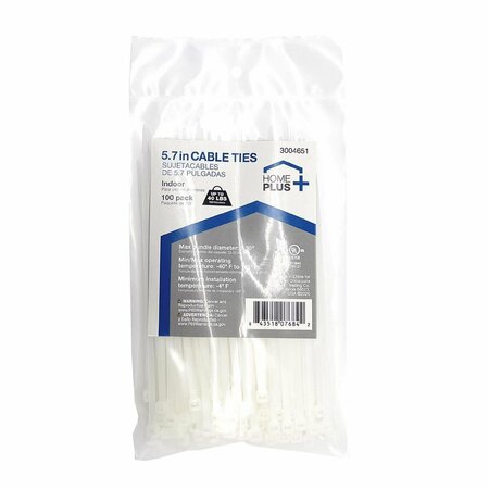 Home Plus CABLE TIES 5.7"" 40# WHT LH-I-140-5-N